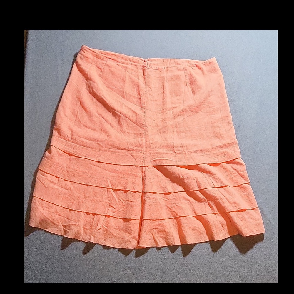 Christopher & Banks Linen Layered Lined A-Line Skirt Peach Size 16 Knee Length